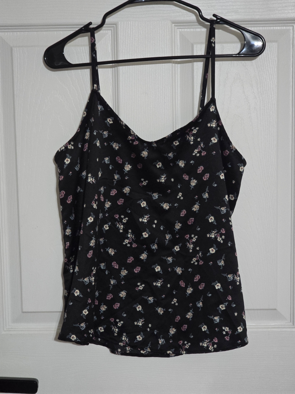 wild fable Black Floral Slip Cami with Pink & White Flowers